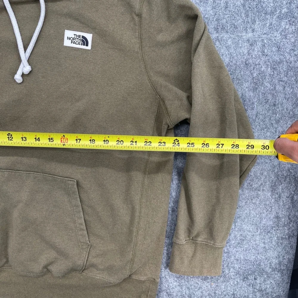 The North Face Hoodie Mens XL Pullover Olive Green Patch Logo Sweatshirt